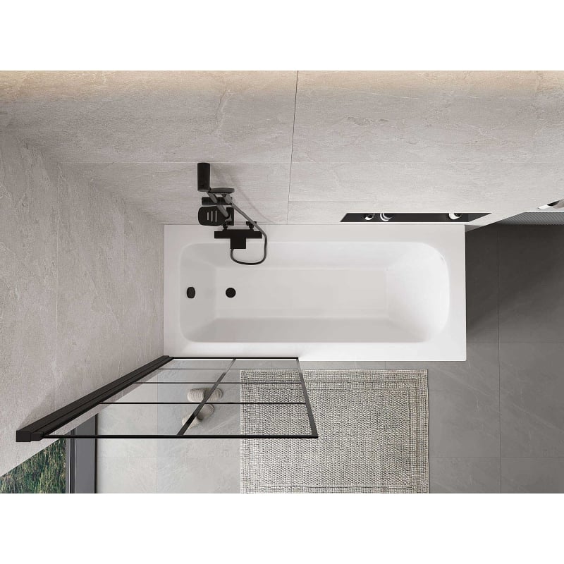 Mexen Mist 1-wing left shower screen 80 x 150 cm, black grille, black - 8A9-080-001-70-77-L