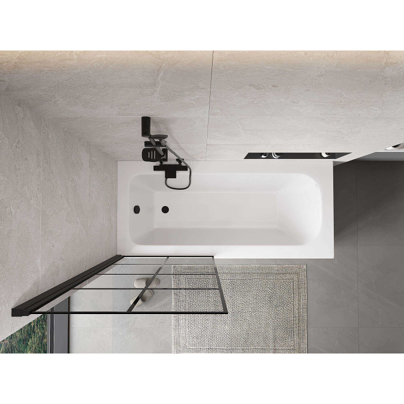 Mexen Mist paravento doccia 1 anta sinistra 80 x 150 cm, griglia nera, nero - 8A9-080-001-70-77-L