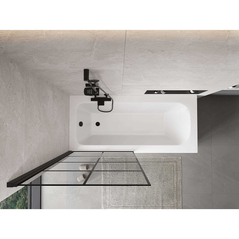 Mexen Mist paratia per doccia 1 anta sinistra 90 x 150 cm, griglia nera, nero - 8A9-090-001-70-77-L