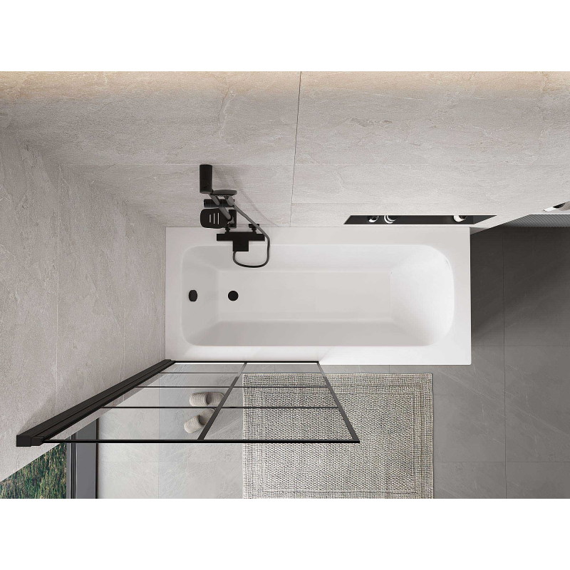 Mexen Mist vannisein, vasak, 1-osaline, 90 x 150 cm, must ruudustik, must - 8A9-090-001-70-77-L