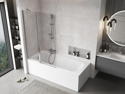 Mexen Mist paravento per vasca da bagno a 2 ante 110 x 150 cm, trasparente, cromo - 8A9-110-011-01-00