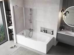 Mexen Mist badscherm 2-delig 130 x 150 cm, transparant, chroom - 8A9-130-011-01-00