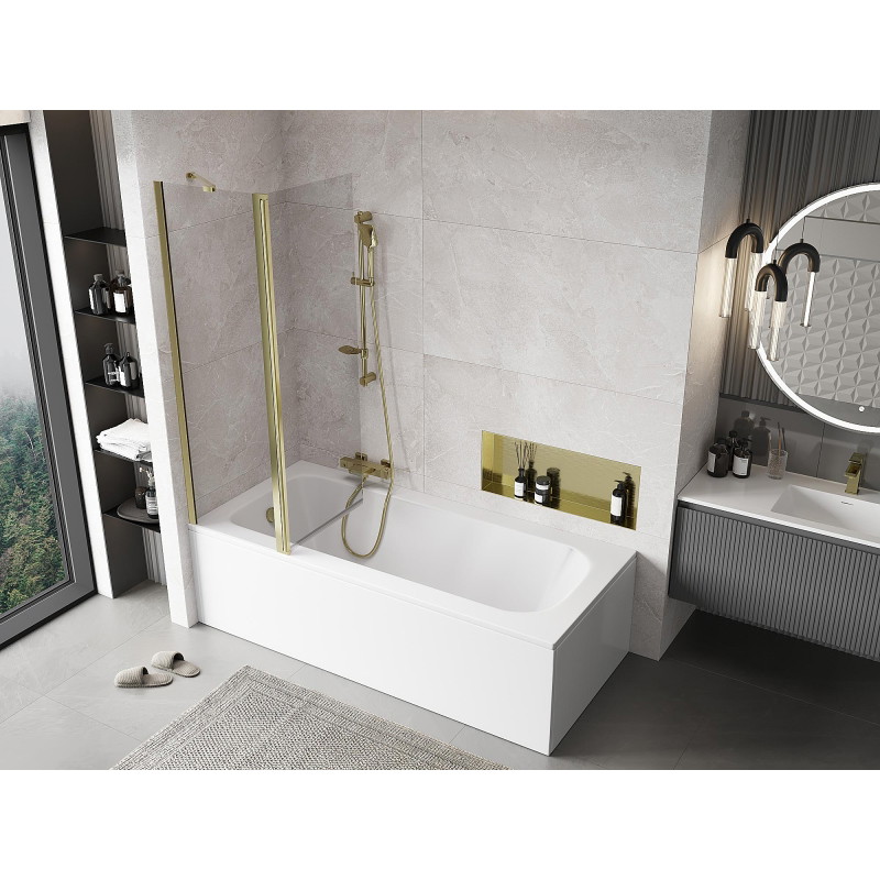 Mexen Mist 2-wing bath screen 110 x 150 cm, transparent, gold - 8A9-110-011-50-00