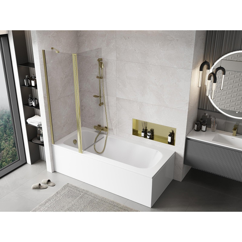 Mexen Mist 2-panel shower screen 120 x 150 cm, transparent, gold - 8A9-120-011-50-00
