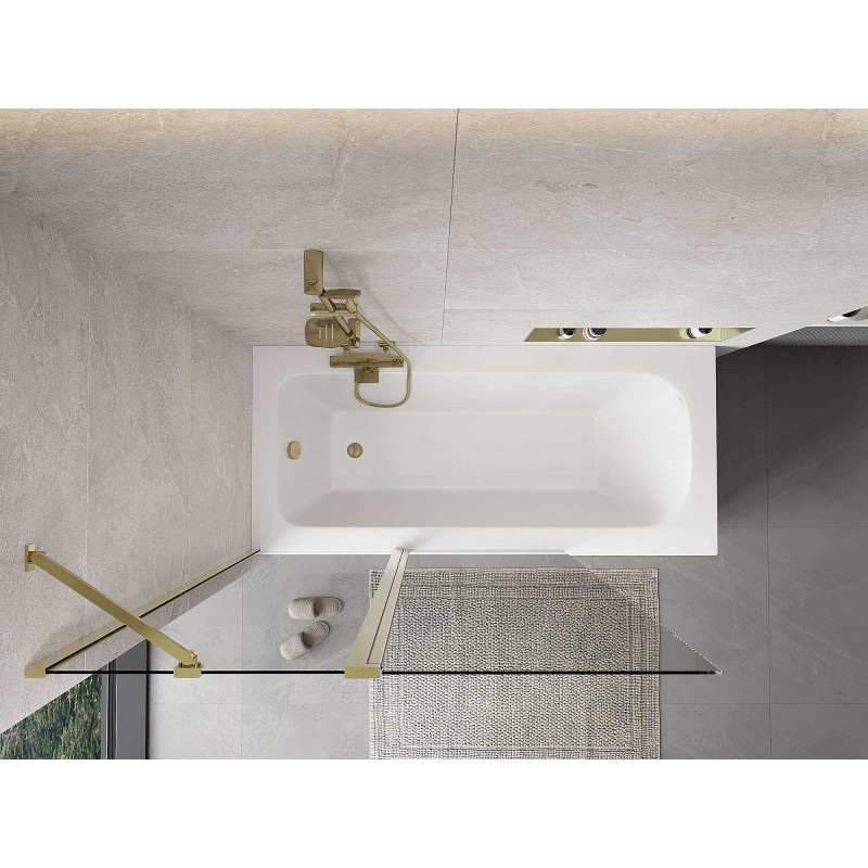 Mexen Mist paravan za kadu s 2 krila 120 x 150 cm, proziran, zlatni - 8A9-120-011-50-00