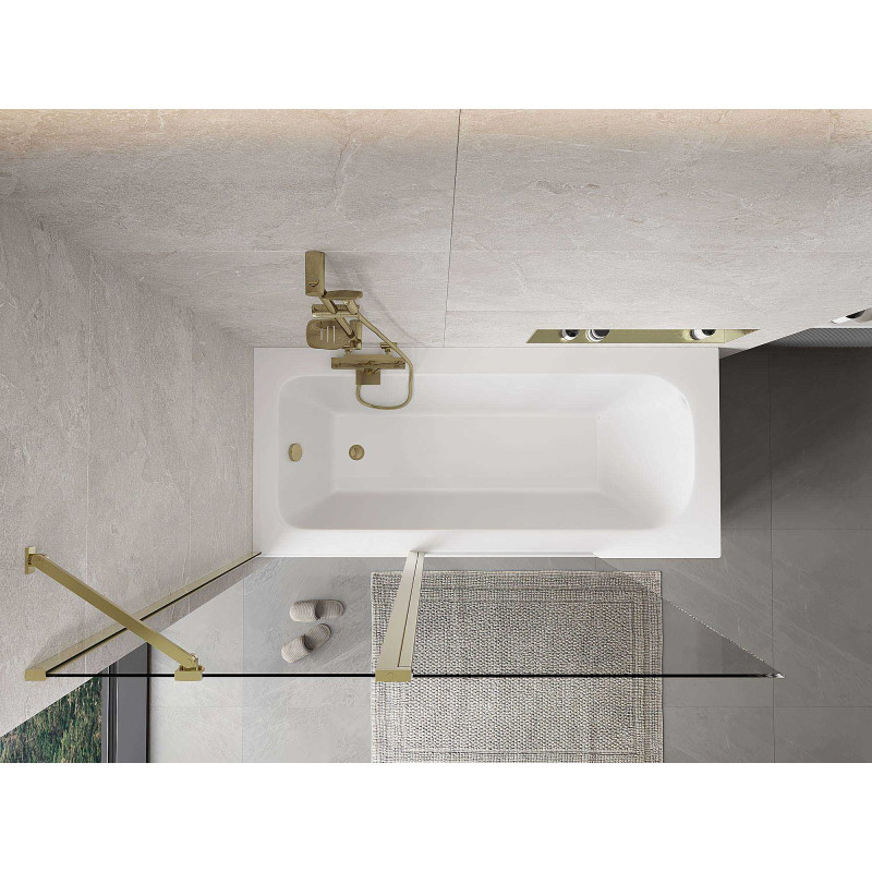 Mexen Mist pregrada za kadu s 2 krila 130 x 150 cm, prozirna, zlatna - 8A9-130-011-50-00