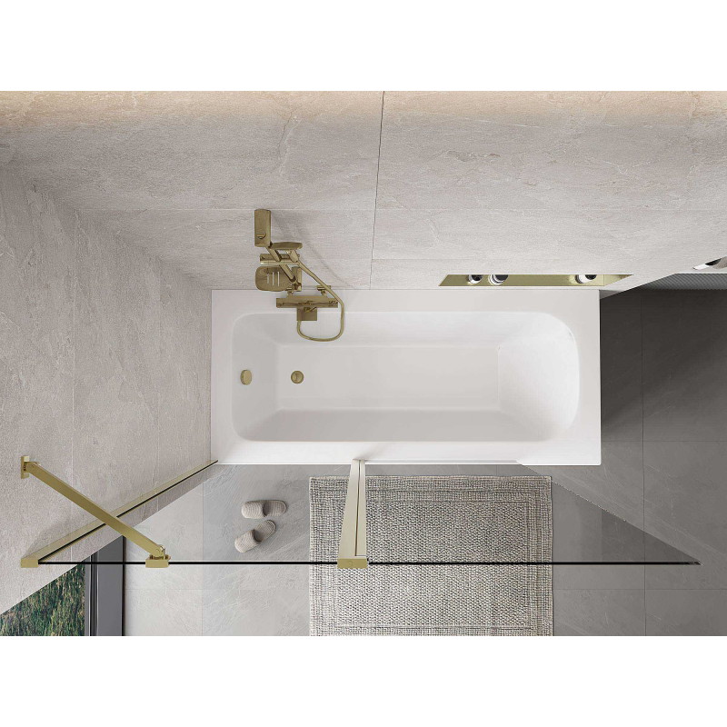 Mexen Mist 2-Panel Bath Screen 140 x 150 cm, Transparent, Gold - 8A9-140-011-50-00