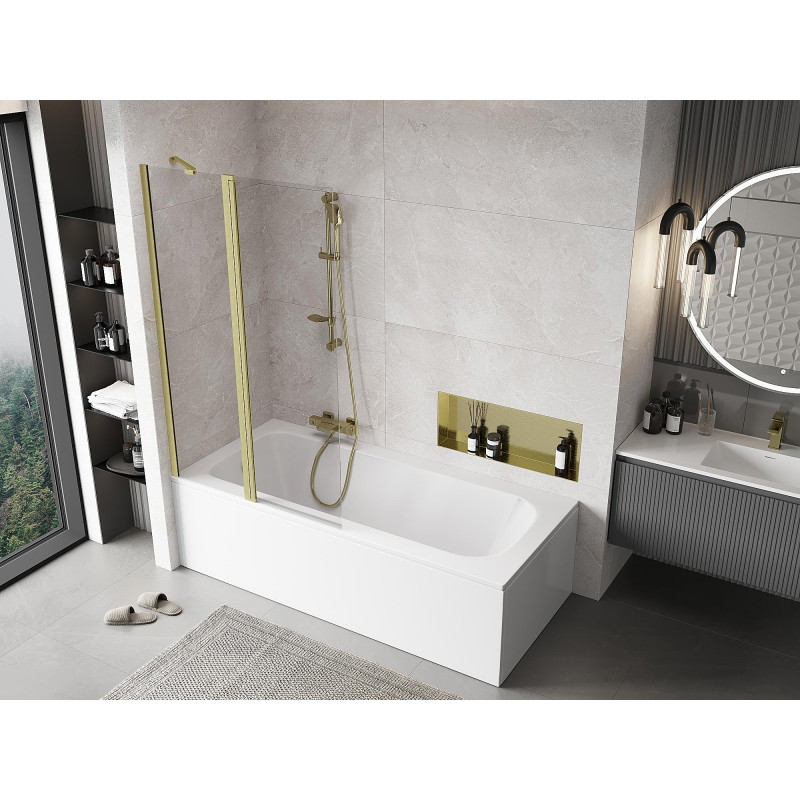 Mexen Mist 2-panel shower screen 100 x 150 cm, transparent, brushed gold - 8A9-100-011-55-00