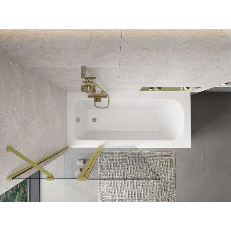 Mexen Mist douchewand 2-delig 100 x 150 cm, transparant, goud geborsteld - 8A9-100-011-55-00