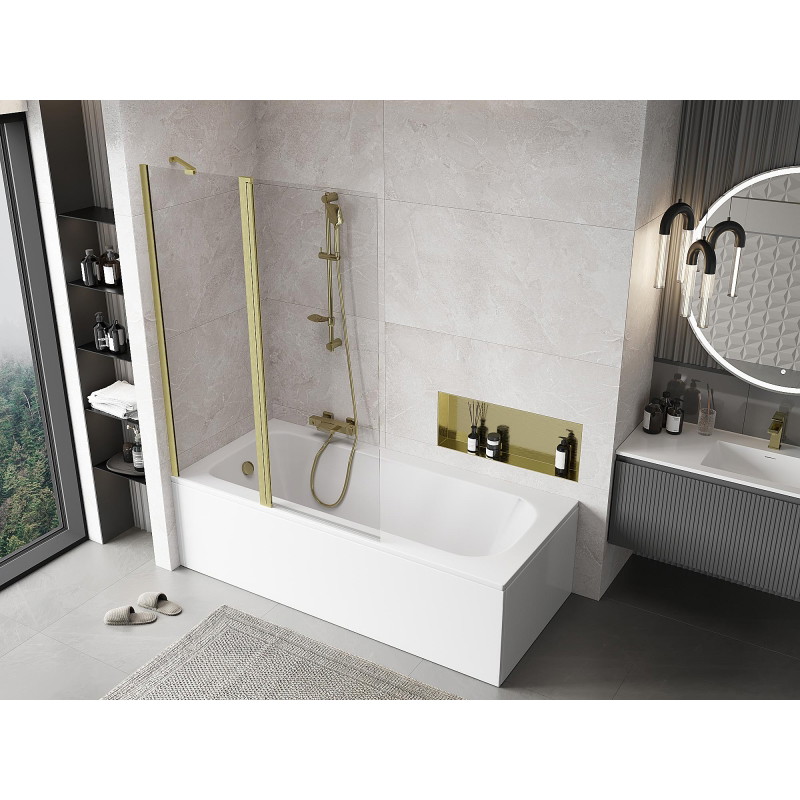 Mexen Mist 2-panel shower screen 120 x 150 cm, transparent, brushed gold - 8A9-120-011-55-00