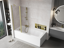 Mexen Mist paravento doccia 2-ante 120 x 150 cm, trasparente, oro spazzolato - 8A9-120-011-55-00