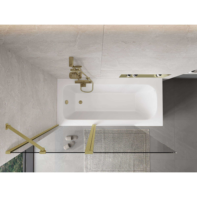 Mexen Mist 2-panel shower screen 130 x 150 cm, transparent, brushed gold - 8A9-130-011-55-00