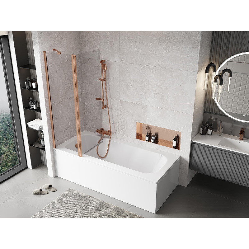 Mexen Mist 2-wing shower screen 110 x 150 cm, transparent, brushed copper - 8A9-110-011-65-00