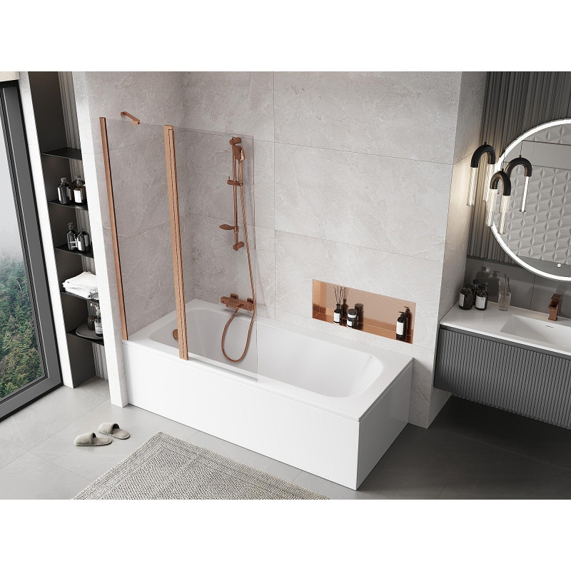 Mexen Mist 2-wing shower screen 110 x 150 cm, transparent, brushed copper - 8A9-110-011-65-00