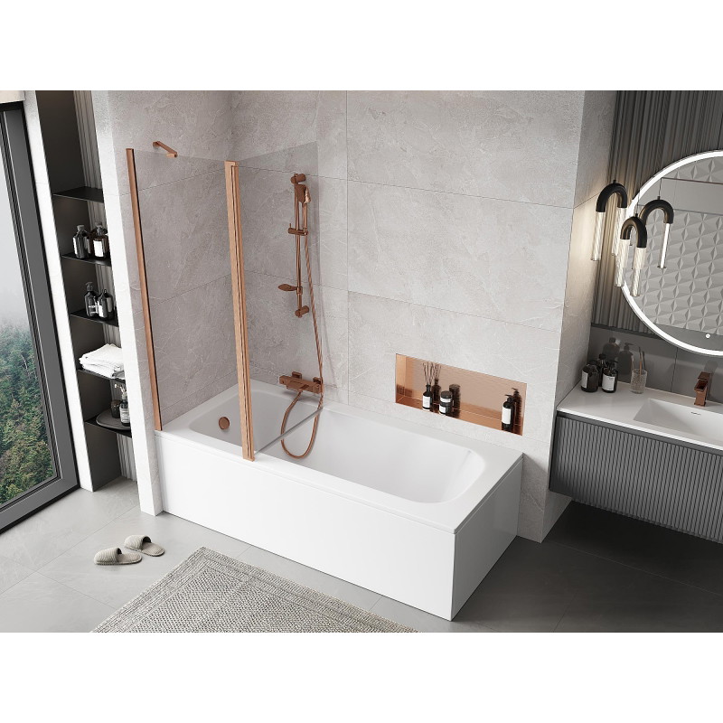 Mexen Mist 2-wing shower screen 130 x 150 cm, transparent, brushed copper - 8A9-130-011-65-00