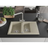 Mexen Gaspar fregadero de granito de 1,5 senos con escurridor y grifo de cocina Duero, beige - 6507-69-671600-00