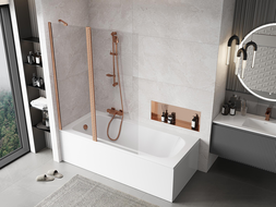 Mexen Mist paratia per vasca da bagno a 2 ante 130 x 150 cm, trasparente, rame spazzolato - 8A9-130-011-65-00