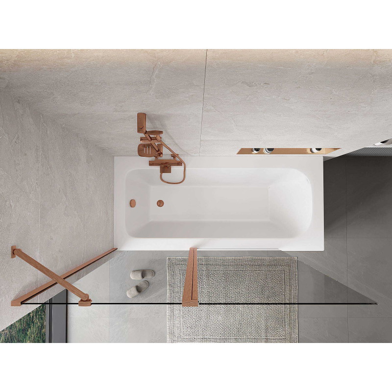 Mexen Mist 2-wing shower screen 140 x 150 cm, transparent, brushed copper - 8A9-140-011-65-00