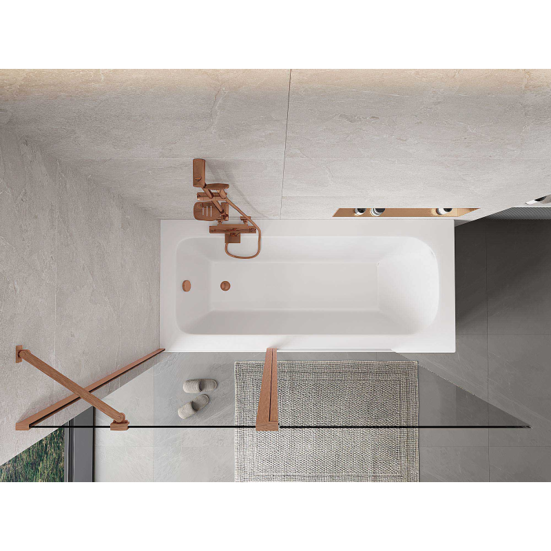 Mexen Mist paroi de douche à 2 volets 140 x 150 cm, transparent, cuivre brossé - 8A9-140-011-65-00