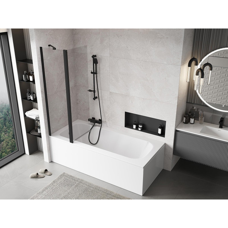 Mexen Mist 2-wing shower screen 100 x 150 cm, transparent, black - 8A9-100-011-70-00