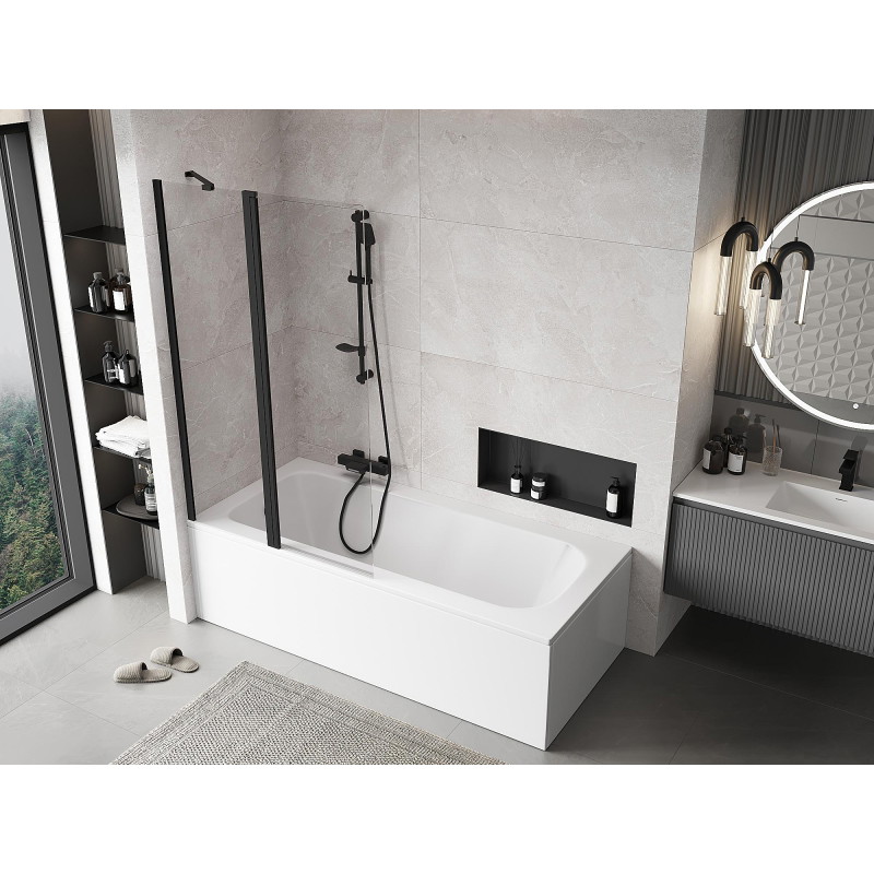 Mexen Mist 2-wing shower screen 100 x 150 cm, transparent, black - 8A9-100-011-70-00