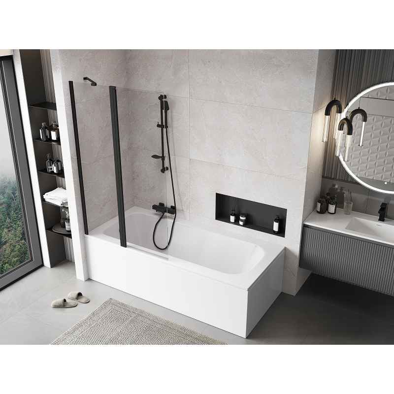 Mexen Mist parete doccia a due ante 100 x 150 cm, trasparente, nero - 8A9-100-011-70-00