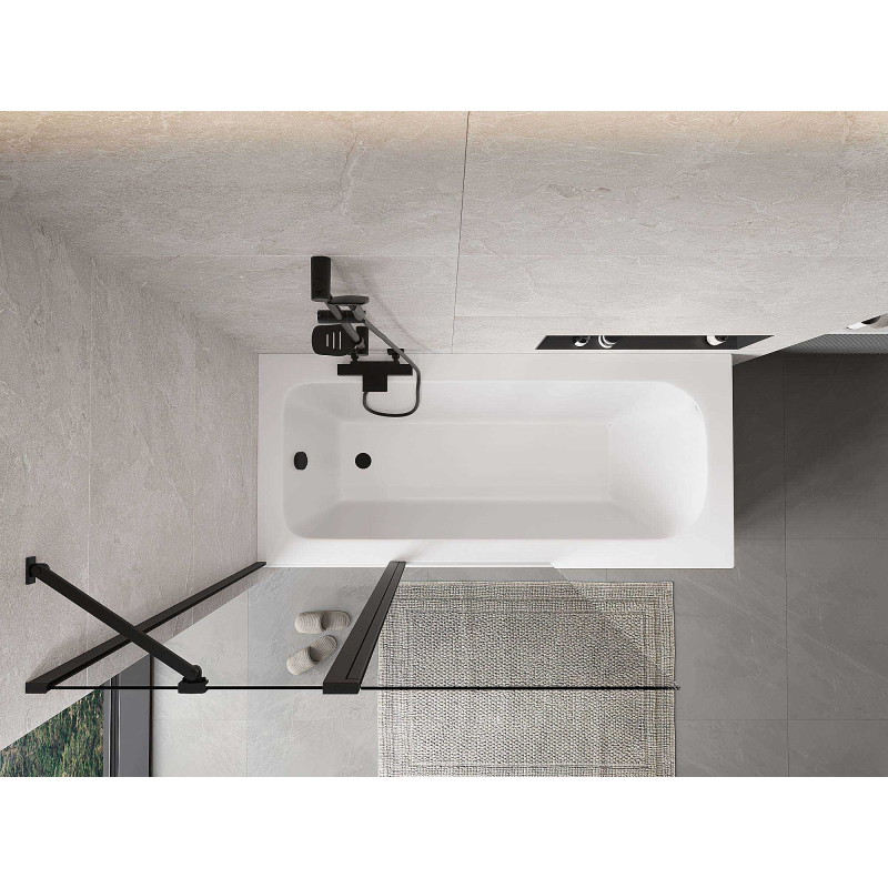 Mexen Mist paravan za kadu s 2 krila 110 x 150 cm, proziran, crni - 8A9-110-011-70-00