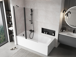 Mexen Mist paravento doccia a 2 ante 130 x 150 cm, trasparente, nero - 8A9-130-011-70-00