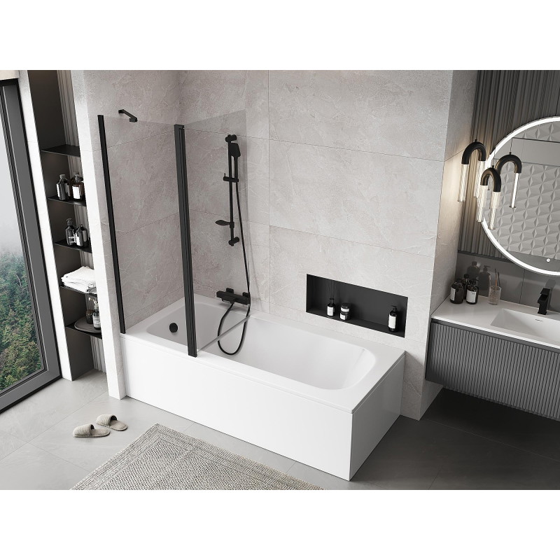 Mexen Mist 2-panel shower screen 130 x 150 cm, transparent, black - 8A9-130-011-70-00