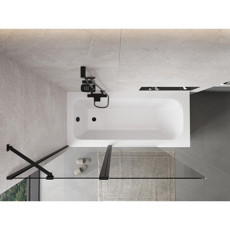 Mexen Mist 2-panel shower screen 130 x 150 cm, transparent, black - 8A9-130-011-70-00