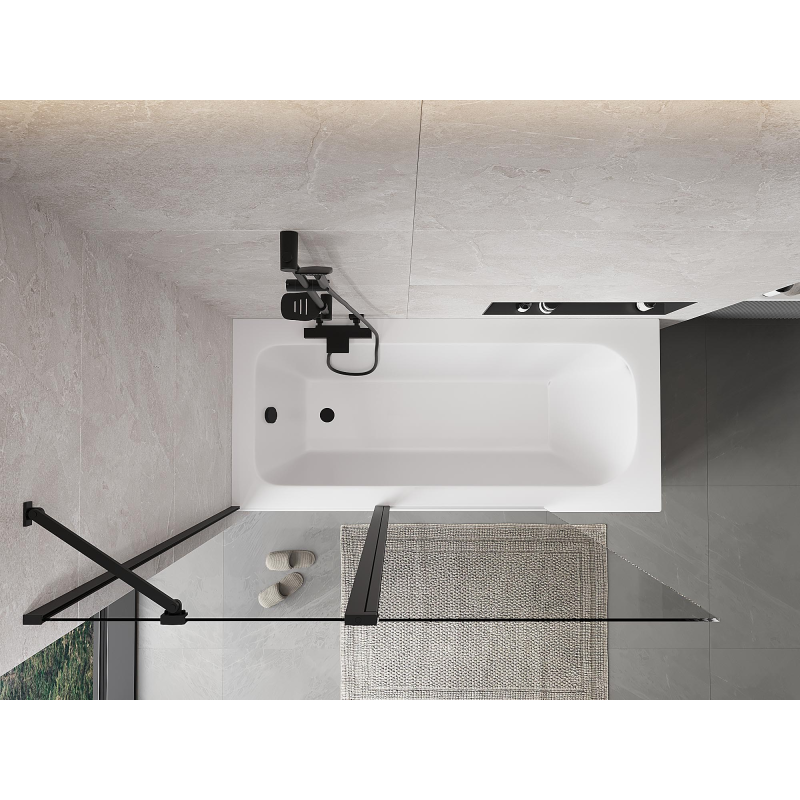 Mexen Mist paroi pour baignoire 2 volets 130 x 150 cm, transparent, noir - 8A9-130-011-70-00