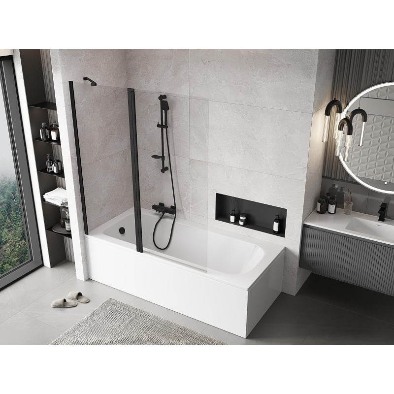 Mexen Mist 2-panel shower screen 140 x 150 cm, transparent, black - 8A9-140-011-70-00