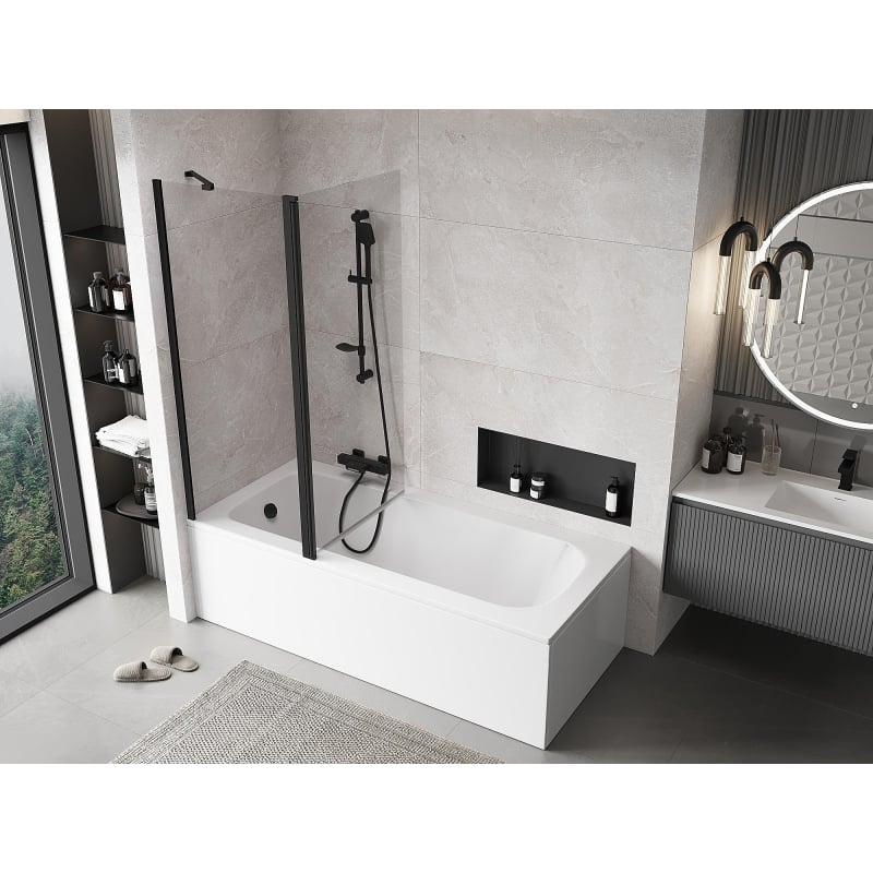 Mexen Mist 2-panel shower screen 140 x 150 cm, transparent, black - 8A9-140-011-70-00