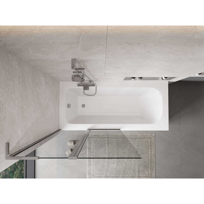 Mexen Mist L badwand scherm 2-delig 100 x 150 cm, transparant, chroom - 8A9L-100-011-01-00