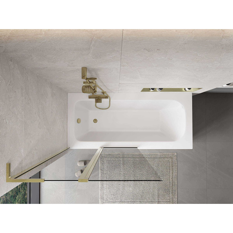 Mexen Mist L bath screen 2-winged 100 x 150 cm, transparent, gold - 8A9L-100-011-50-00