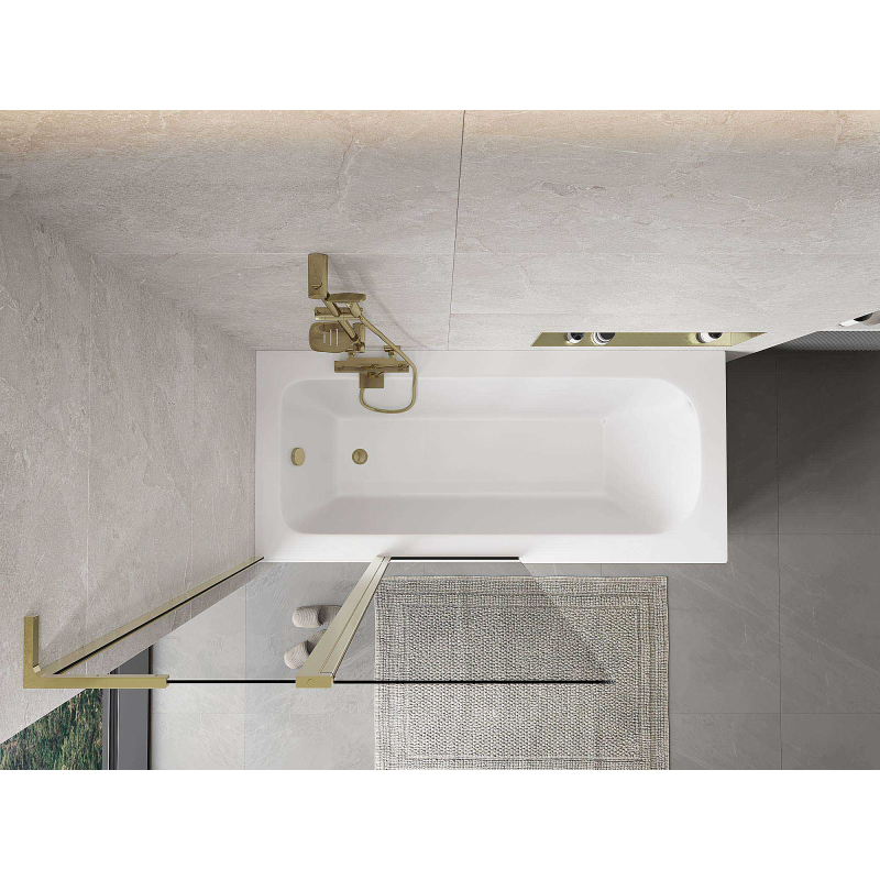 Mexen Mist L paroi de baignoire 2 battants 100 x 150 cm, transparent, doré - 8A9L-100-011-50-00