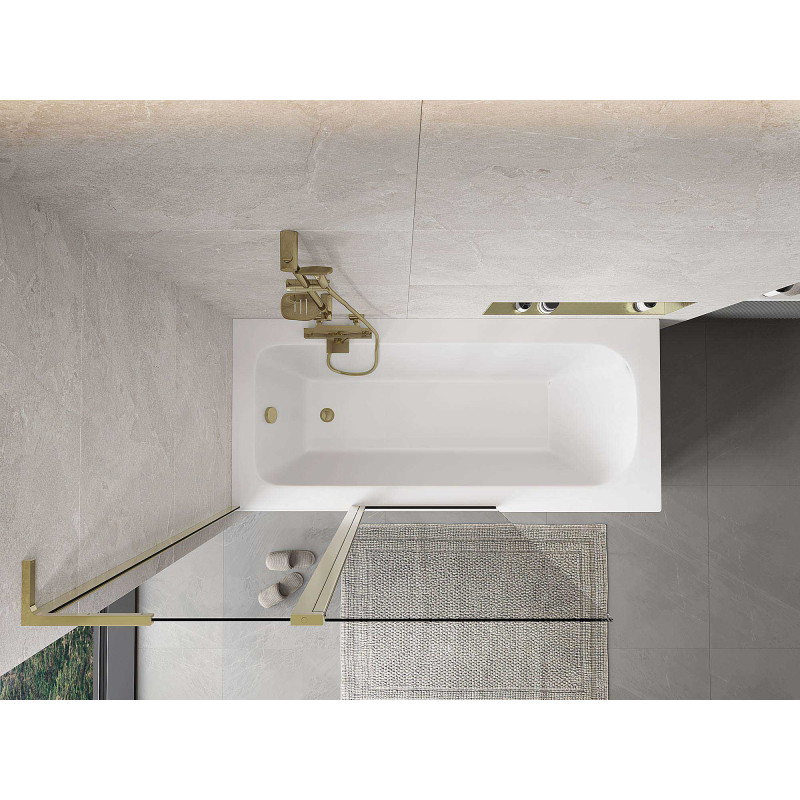 Mexen Mist L bath screen 2-wing 110 x 150 cm, transparent, gold - 8A9L-110-011-50-00