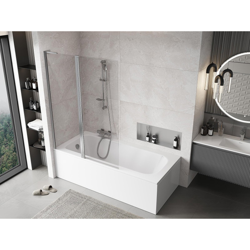 Mexen Mist L bath screen 2-wing 120 x 150 cm, transparent, chrome - 8A9L-120-011-01-00