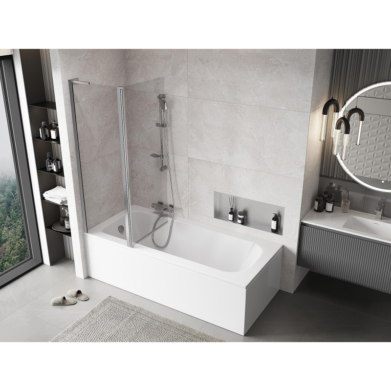 Mexen Mist L dvokrilni tuš paravan 120 x 150 cm, proziran, krom - 8A9L-120-011-01-00