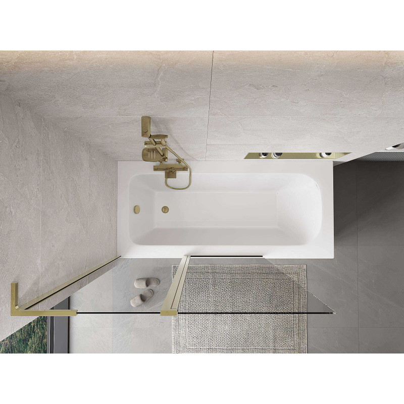 Mexen Mist L 2-wing bath screen 120 x 150 cm, transparent, gold - 8A9L-120-011-50-00