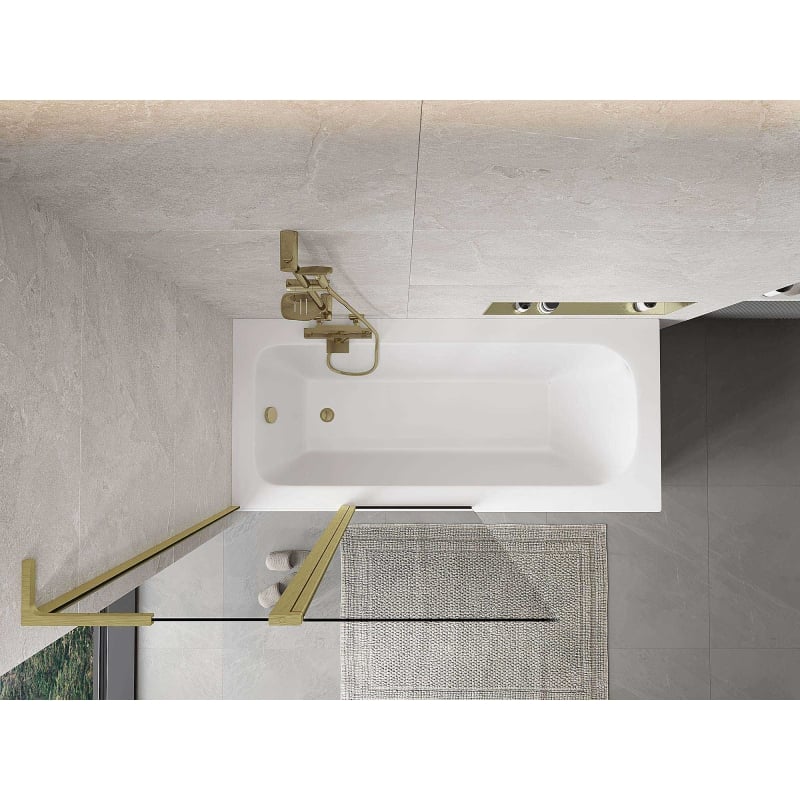 Mexen Mist L 2-panel bath screen 100 x 150 cm, transparent, brushed gold - 8A9L-100-011-55-00