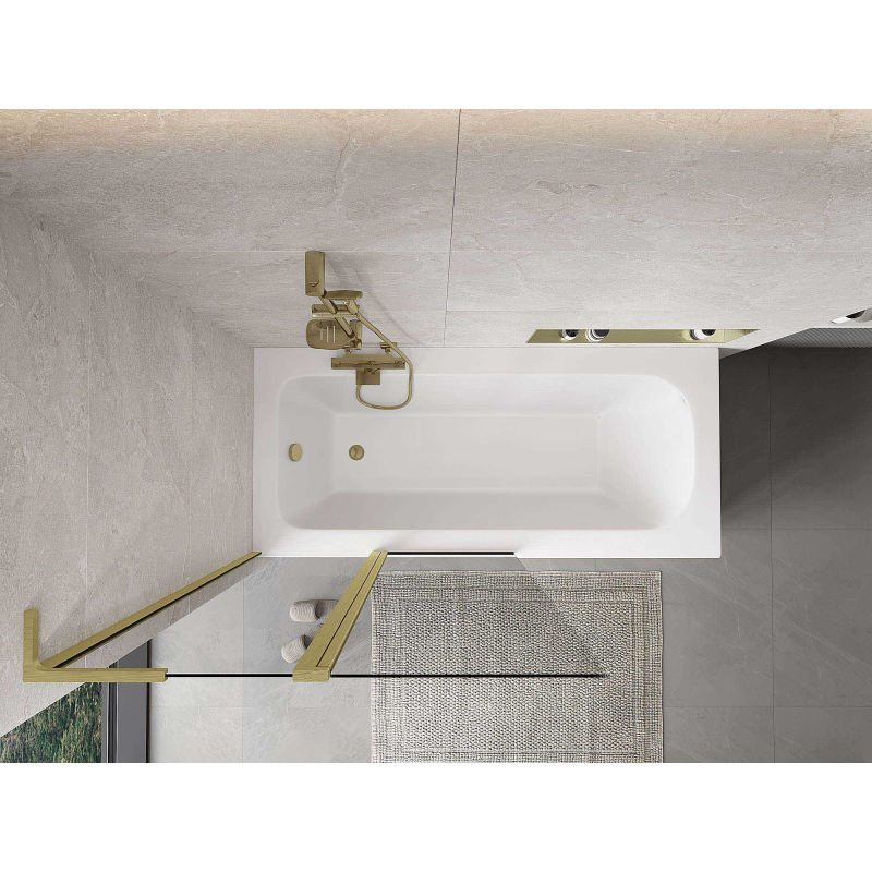 Mexen Mist L δίφυλλο διαχωριστικό μπάνιου 100 x 150 cm, διάφανο, χρυσό