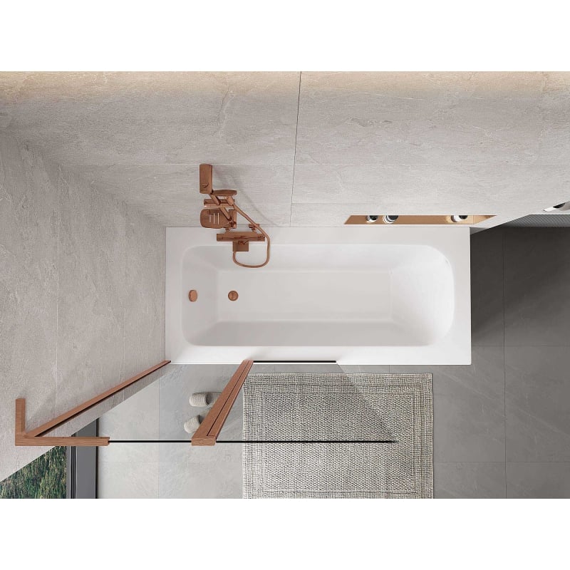 Mexen Mist L 2-wing bath screen 100 x 150 cm, transparent, brushed copper - 8A9L-100-011-65-00
