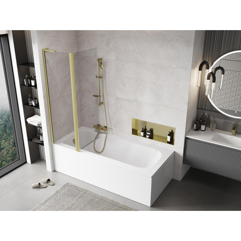 Mexen Mist L 2-panel bath screen 110 x 150 cm, transparent, brushed gold - 8A9L-110-011-55-00