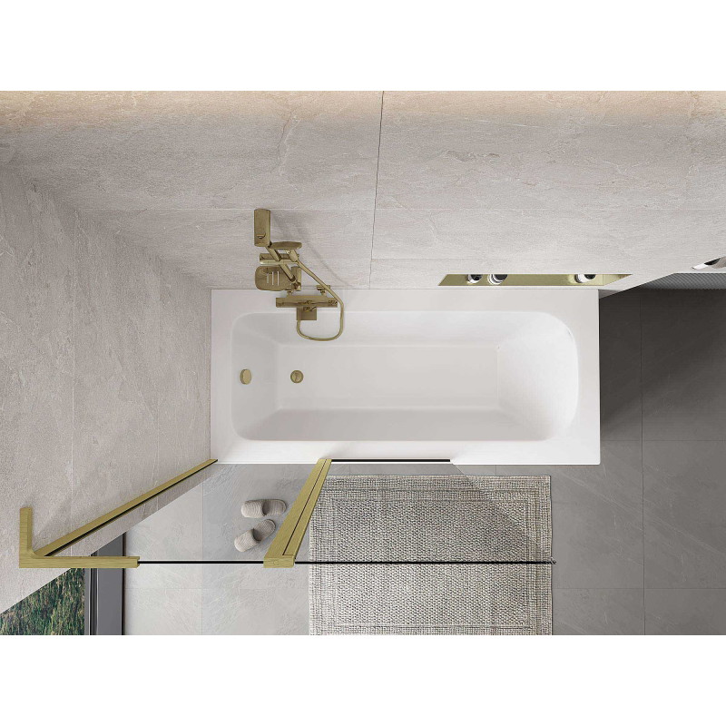 Mexen Mist L 2-panel bath screen 110 x 150 cm, transparent, brushed gold - 8A9L-110-011-55-00