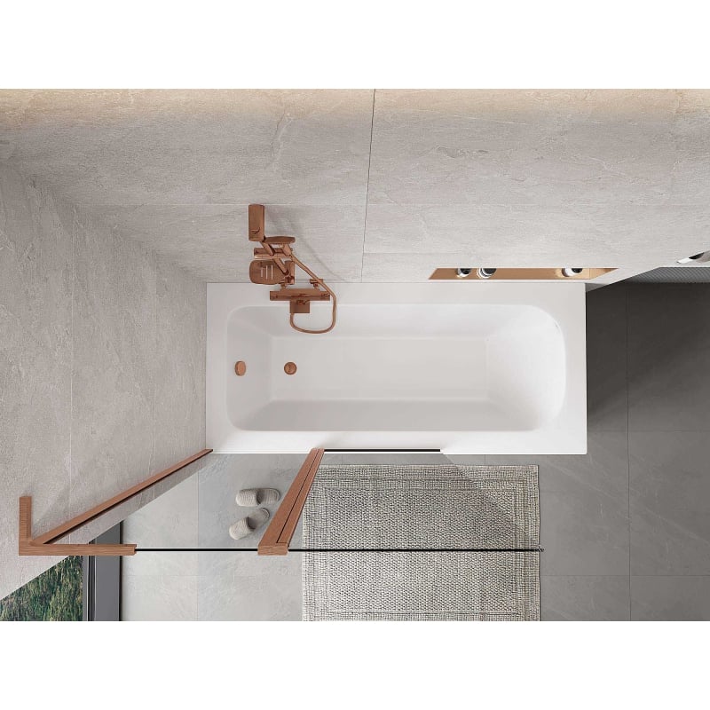 Mexen Mist L 2-krilni paravan za kadu 110 x 150 cm, prozirno, brušeni bakar - 8A9L-110-011-65-00