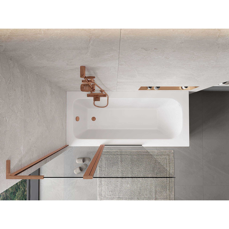 Mexen Mist L bath screen 2-wing 110 x 150 cm, transparent, brushed copper - 8A9L-110-011-65-00