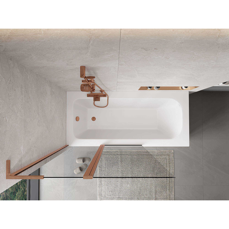 Mexen Mist L δίφυλλη μπανιέρα 110 x 150 cm, διάφανο, βουρτσισμένο χαλκό