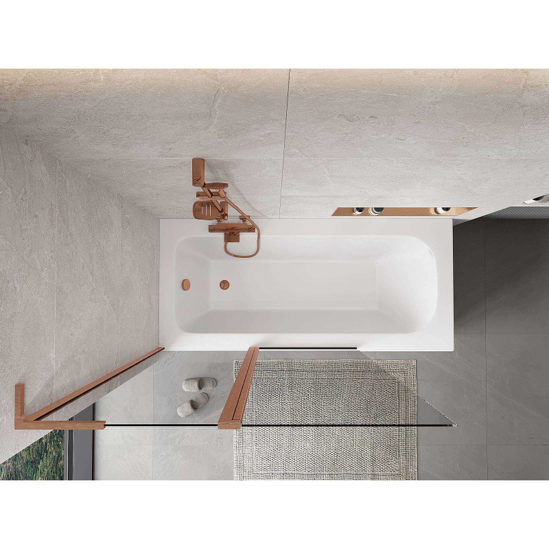 Mexen Mist L 2-panel bath screen 120 x 150 cm, transparent, brushed copper - 8A9L-120-011-65-00