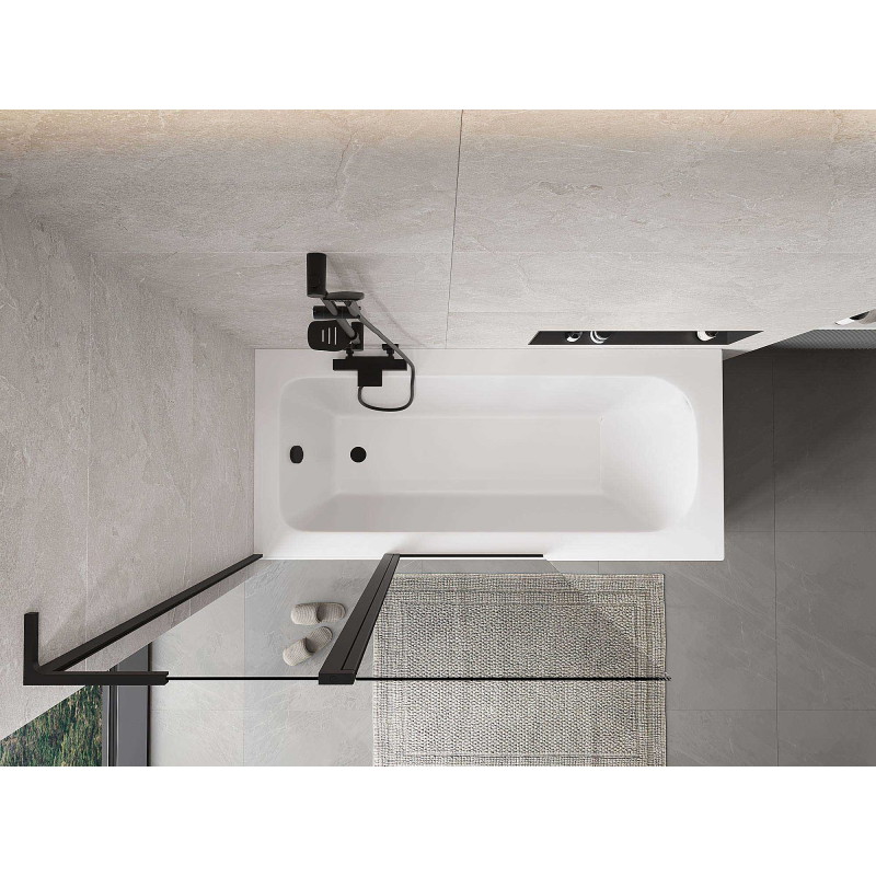 Mexen Mist L 2-wing Bath Screen 110 x 150 cm, Transparent, Black - 8A9L-110-011-70-00